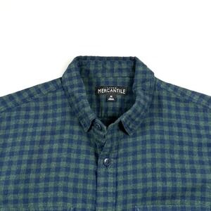 J Crew Mercantile Men's Blue Green Buffalo Plaid Flannel Shirt Long Sleeve M